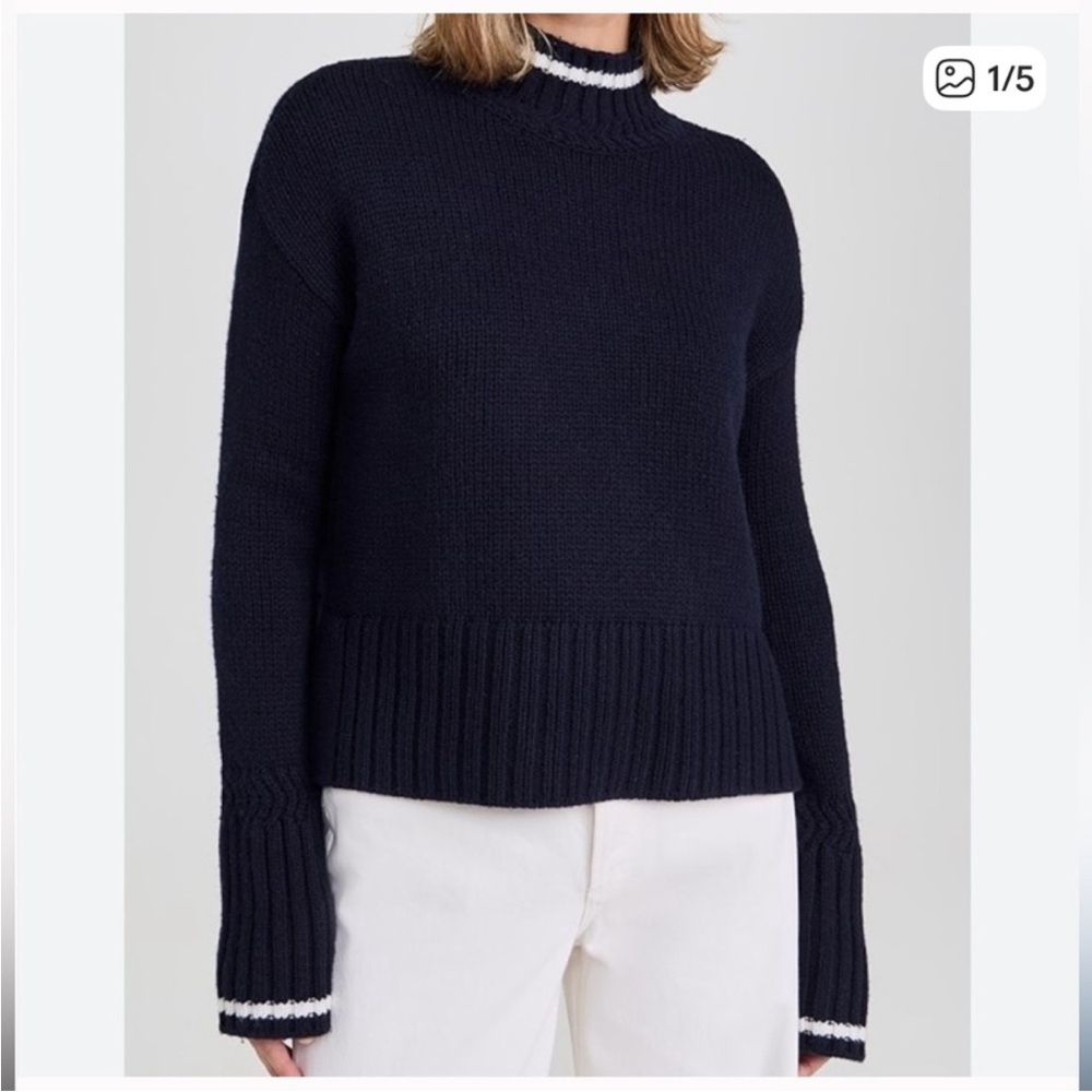 Navy Funnel Neck Sweater | Veronica Beard